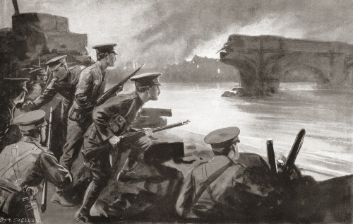 An Incident In The Hard Fought Retreat From Belgium British Troops On The River Bank Prepared To Resist The German Advance During Wwi From The War Illustrated Album Deluxe Published 1915 Poster by Hilary Jane Morgan - Item # VARDPI12285537