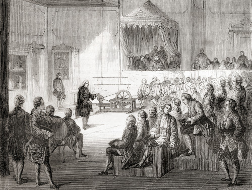 Nollet conducting a physics course at the college of Navarre in 1754 Jean-Antoine Nollet aka Abb¬ê¬© Nollet 1700 1770 French clergyman and physicist From Les Merveilles de la Science published 1870 Poster by Ken Welsh - Item # VARDPI12333256