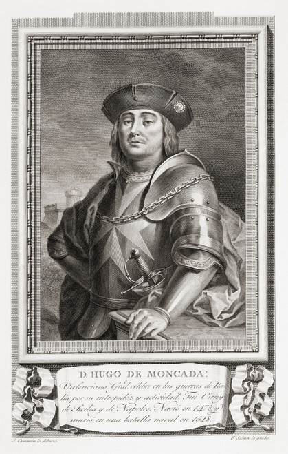 Hugo De Moncada Aka Ugo De Moncada C1476 - 1528 Spanish Political Military Leader He Served General Ocean Land Viceroy Sicily Viceroy Naples After Etching Retratos De Los Espa±oles Ilustres Published Madrid 1791 Ken Welsh # VARDPI12323934