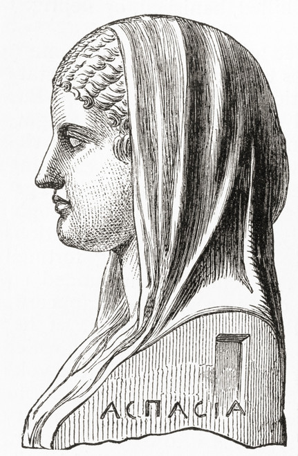 Aspasia c 470 BC c 400 BC Influential immigrant to Classical-era Athens who was the lover and partner of the statesman Pericles From Ward and Lock's Illustrated History of the World published c1882 Poster by Ken Welsh - Item # VARDPI12512921