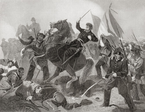 The Battle of Wilson's Creek aka the Battle of Oak Hills 1861 the first major battle of the Trans-Mississippi Theater of the American Civil War From Hutchinson's History of the Nations published 1915 Poster by Ken Welsh - Item # VARDPI12512696