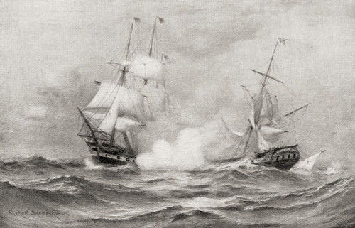 The Combat Between Uss Constitution And Hms Guerriere During The War Of 1812 Approximately 400 Miles Southeast Of Halifax Nova Scotia From The History Of Our Country Published 1905 Poster Print by Ken Welsh / Design Pics - Item # VARDPI12289883