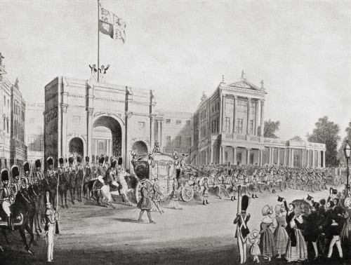 Coronation Procession Of Queen Victoria In 1838 Leaving Buckingham Palace Through The Marble Arch From Buckingham Palace Its Furniture Decoration And History Published 1931 Poster Print by Hilary Jane Morgan / Design Pics - Item # VARDPI12285517