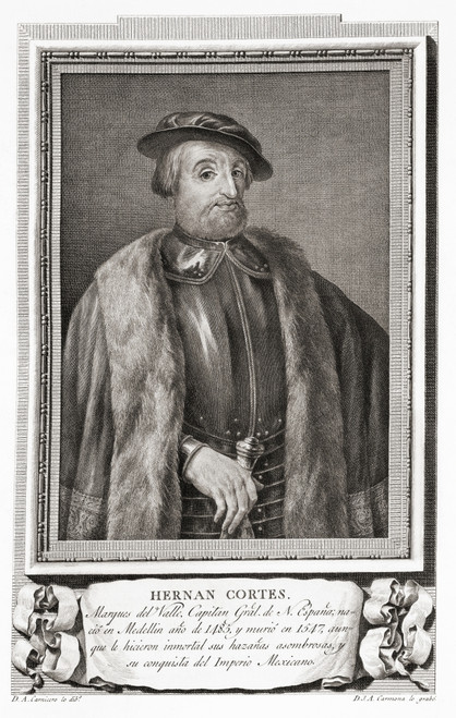 Hernn Cort©s De Monroy Y Pizarro Altamirano Marquis Of The Valley Of Oaxaca 1485 1547 Spanish Conquistador After An Etching In Retratos De Los Espa±oles Ilustres Published Madrid 1791 Poster by Ken Welsh / Design Pics - Item # VARDPI12323931