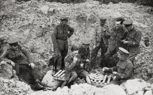The Opportunists Warrant Officers And Nco's Playing Cards In A Shell Hole In 1917 From The Magazine Twenty Years After The Battlefields Of 1914-1918 Then And Now Sir Ernest Swinton Published 1938 Poster Hilary Jane Morgan - Item # VARDPI12320875