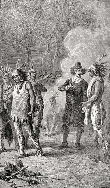 Roger Williams Opposing The Pequot Emissaries During The Pequot War Roger Williams C1603 1683 English Puritan Theologian And Chief Officer Of Providence And Warwick From The History Of Our Country Published 1899 Poster Ken Welsh # VARDPI12290553