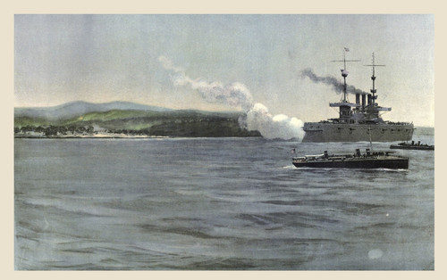 Admiral Sampson's Flag-Ship The Armoured Cruiser Uss New York Firing On Spanish Forces Off Cabanas Cuba April 29 1898 During The Spanish-American War From Harper's Pictorial History Of The War With Spain Published 1899 Ken Welsh # VARDPI12310630