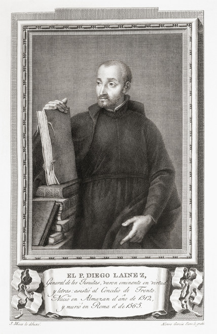 Diego Laynez Or Lanez 1512 - 1565 Spanish Jesuit Priest And Theologian And The 2nd Superior General Of The Society Of Jesus After An Etching In Retratos De Los Espa±oles Ilustres Published Madrid 1791 Poster by Ken Welsh - Item # VARDPI12323915