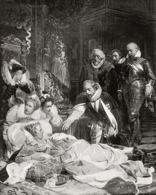 The death of Queen Elizabeth I 24th March 1603 Elizabeth I 1533 1603 aka The Virgin Queen Gloriana or Good Queen Bess Queen of England and Ireland From Hutchinson's History of the Nations published 1915 Poster by Ken Welsh - Item # VARDPI12512717