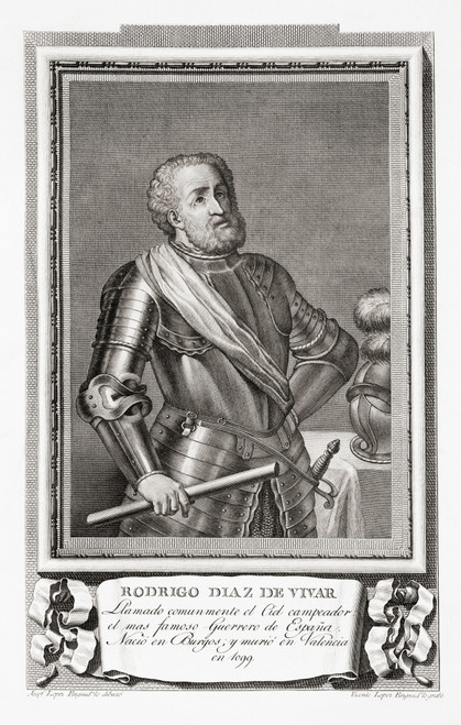 Rodrigo Daz De Vivar C1040 1099 Aka El Cid El Campeador Or Rodrigo Castilian Nobleman And Military Leader In Medieval Spain After An Etching In Retratos De Los Espa±oles Ilustres Published Madrid 1791 Poster by Ken Welsh - Item # VARDPI12324011