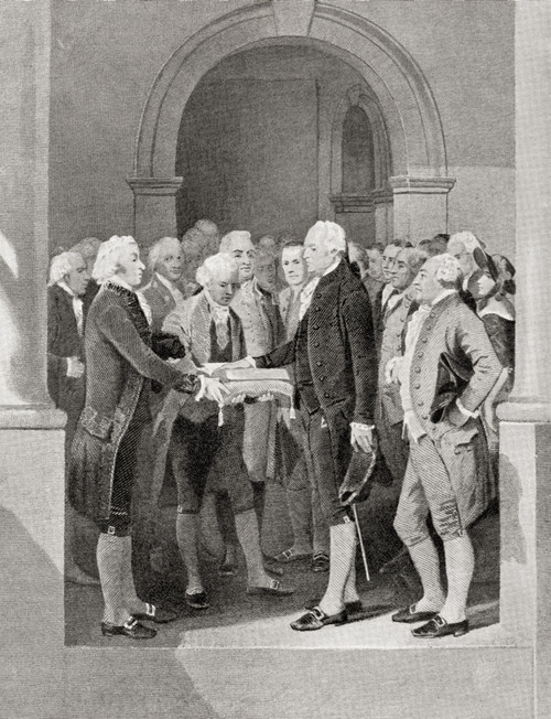 The inauguration George Washington President 1789 George Washington 1732 - 1799 American politician soldier one Founding Fathers United States and first President America From Hutchinson's History Nations published 1915 Ken Welsh # VARDPI12512688