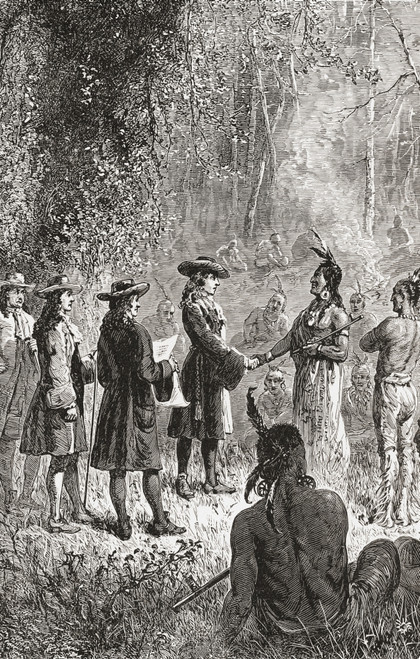 William Penn's Treaty Lenape Native American Indians 1681 William Penn 1644-1718 English Real Estate Entrepreneur Philosopher Early Quaker Founder Province Pennsylvania English North American Colony History Country Published 1899 # VARDPI12290562