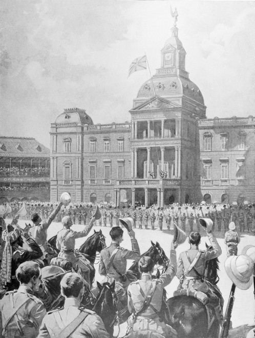 Illustrated London News record Transvall War 1899-1900 chievements home and colonial forces great conflict Boer Republics Spencer Wilkinson record occupation Pretoria British Forces Hoisting Union Jack Transvall capital John Short # VARDPI12451730