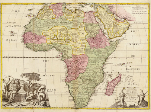 Africa Circa 1725 Modern Geography Drawn Engraved John Senex Map Shows Boundaries Kingdoms Tribal Areas Continent They Were Assumed To Be Early 18th Century Information Was Based "observations Royal Society London Paris" Ken Welsh # VARDPI12290049