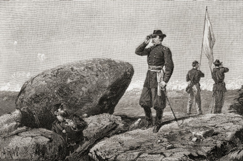 General Gk Warren Signal Station Little Round Top Battle Gettysburg During American Civil War Gouverneur Kemble Warren 1830 1882 Civil Engineer Prominent General Union Army During American Civil War Century Magazine Published 1887 # VARDPI12280664