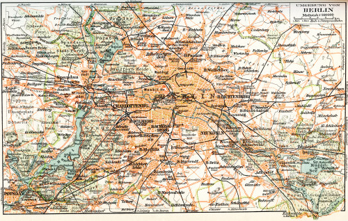 A Map Showing The Municipal Limits Of The City Of Berlin Germany Shaded In Orange And Its Surrounding Areas Prior To Wwii From Meyers Lexicon Published 1924from Meyers Lexicon Published 1924 Poster by Ken Welsh / Design Pics - Item # VARDPI12323837