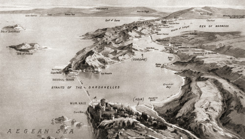 Drawing Indicating The Great "gate-Forcing" Movement By British And French Warships And The Defences At The Dardanelles During World War One From The Illustrated War News Published 1915 Poster Print by Ken Welsh / Design Pics - Item # VARDPI12280427