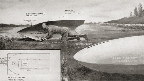 Drawing Of A Steel Fighting Shield Used For Approaching Trenches During World War One A Moving Fort For A Soldier Advancing Against The Enemy From The Illustrated War News Published1915 Poster Print by Ken Welsh / Design Pics - Item # VARDPI12280388