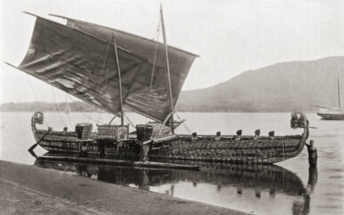 A Long-Voyage Sailing Boat Used By The People From The Hermit Islands Bismarck Archipelago Papua New Guinea Melanesia After A 19th Century Photograph From Customs Of The World Published C1913 Poster by Ken Welsh / Design Pics - Item # VARDPI12310029