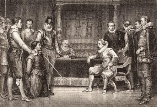 The Gunpowder Plot Guy Fawkes Interrogated James I And His Council In The King's Bedchamber Whitehall London England Guy Fawkes 1570 To 1606 From Illustrations Of English And Scottish History Published 1882 Poster Hilary Jane Morgan # VARDPI12321119