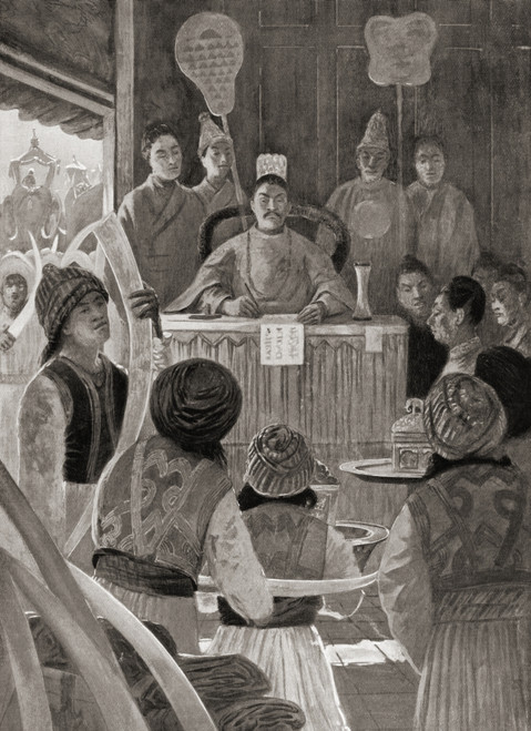 Siamese Envoys Paying Tribute To The Emperor Of China During The Ming Dynasty Presenting Gifts Of Pepper Satin Ambergris Ebony And Ivory From Hutchinson's History Of The Nations Published 1915 Poster by Ken Welsh / Design Pics - Item # VARDPI12310104