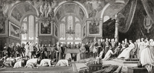 The Reception Siamese Ambassadors Emperor Napoleon III Palace Fontainebleau 27 June 1861 Louis-Napol©on Bonaparte 1808-1873 President French Second Republic Napoleon III ruler Second French Empire Hutchinson's History Nations published 1915 # VARDPI