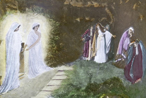 A Hand Coloured Magic Lantern Slide Circa 1900 Series Life Jesus Nazareththe Women Tomb but First Day Week Early Dawn They Came Tomb Taking Spices That They Had Prepared They Found Stone Rolled Back Tomb But Entering They Did Not Find Body Lord # VAR