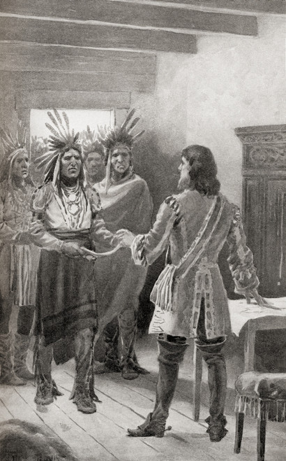Pontiac Delivering Wampum Belt Sir William Johnson Fort Oswego A Sign Peace End Pontiac's War 1766 Pontiac Obwandiyag C 1720 1769 Ottawa War Chief Sir William Johnson 1st Baronet C 1715 1774 Anglo-Irish Official British Empire History Country Publish