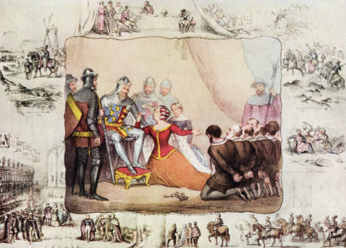 The Wife King Edward Iii Queen Philippa Hainault Intercedes Before Her Husband Ask That Lives Seven Burghers Calais Be Spared After A Typical 19th Century Historical Illustration Darton's Children's Picture Series Impressions English Literature Publi