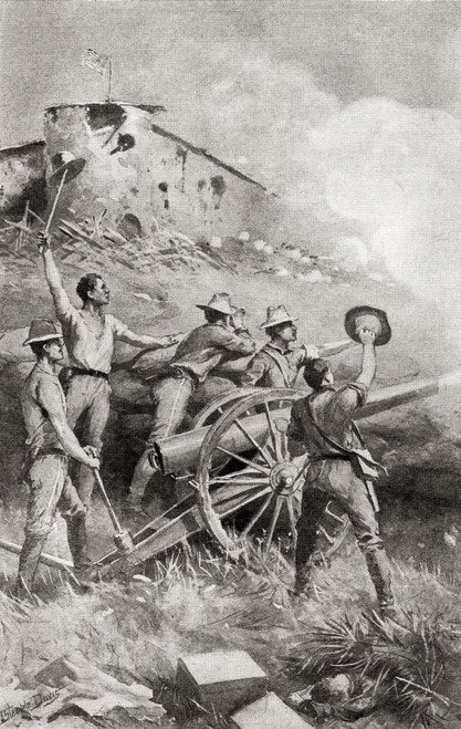 Capron's Battery Action Battle Las Guasimas Cuba June 24 1898 First Land Engagement Spanishamerican War Captain Allyn K Capron 18711898 Army Officer Rough Riders 1st United States Volunteer Cavalry First Man Die Spanishamerican War History Country Pu