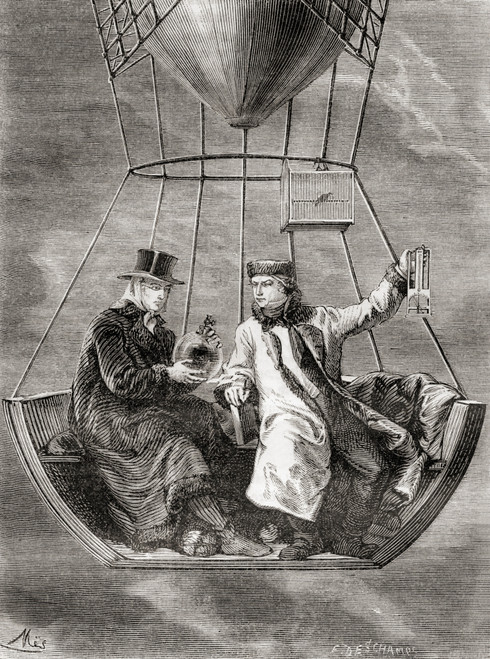 Gay-Lussac Biot Conducting Physics Experiments A Hot Air Balloon 1804 Joseph Louis Gay-Lussac Also Louis Joseph Gay-Lussac; 1778 1850 French Chemist Physicist Jean-Baptiste Biot 1774 1862 French Physicist Astronomer Mathematician Les Merveilles De La