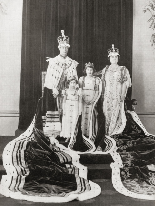 George Vi Day His Coronation His Wife Queen Elizabeth Their Daughters Princess Elizabeth Right Princess Margaret Left 12th May 1937 George Vi1895 1952 King United Kingdom Dominions British Commonwealth Queen Elizabeth Elizabeth Angela Marguerite Bowe