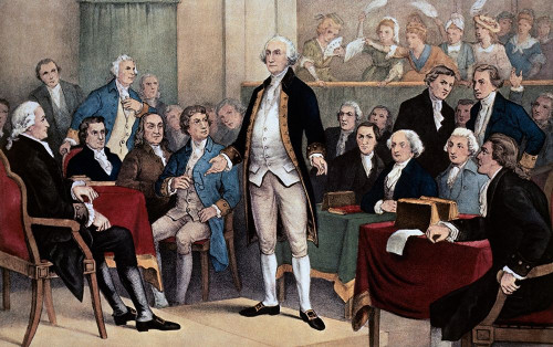Washington Appointed Commander in Chief Poster Print by  Currier and Ives