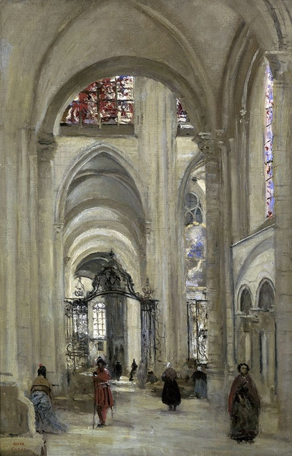 Interior of the Sens Cathedral Poster Print by Jean-Baptiste-Camille Corot - Item # VARPDX281913