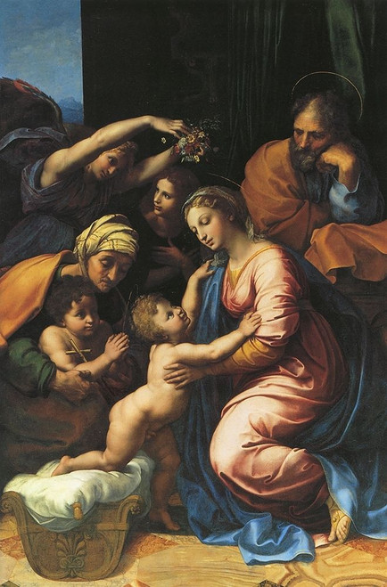 Holy Family With Sts Elizabeth And John And Two Angels Poster Print by Raphael Raphael - Item # VARPDX373971