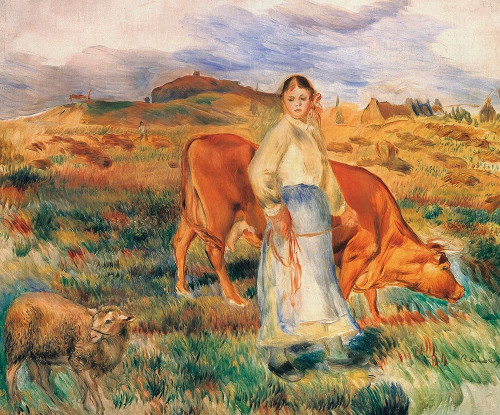 Shepherdess With Cow And Ewe Poster Print by Pierre-Auguste Renoir - Item # VARPDX374150