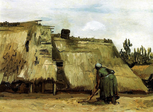Cottage With Woman Digging Poster Print by Vincent Van Gogh - Item # VARPDX374624