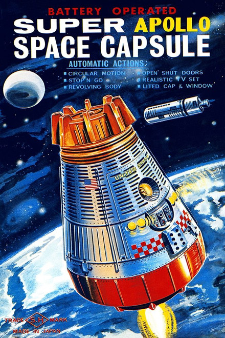 Battery Operated Super Apollo Space Capsule Poster Print by Retrorocket Retrorocket