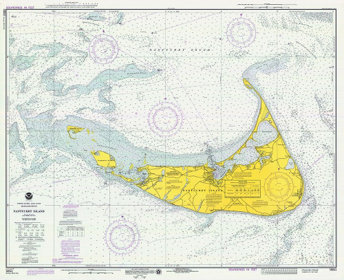 Nautical Chart - Nantucket Island ca. 1975 Poster Print by NOAA Historical Map and Chart Collection NOAA Historical Map and Chart Collection - Item # VARPDX450526