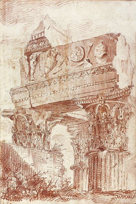 Sketch of Roman architectural fragment, 1786 Poster Print by Marie-Joseph Peyre - Item # VARPDX453973
