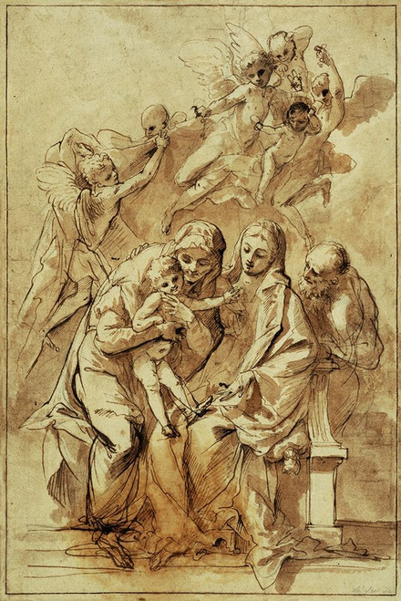 Holy Family with Saint Anne (recto); Figure Sketches (verso) Poster Print by Pietro Testa - Item # VARPDX456079