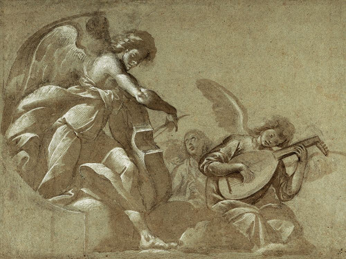 Angel Musicians (recto); Head Studies (verso) Poster Print by (Pie Francesco Mazzuchelli) Morazzone - Item # VARPDX456083
