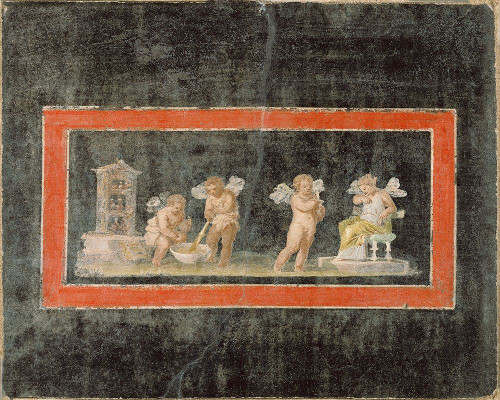 Fresco Fragment with Cupids and Psyche Making Perfume Poster Print by Unknown 1st Century Roman Artisan - Item # VARPDX459940