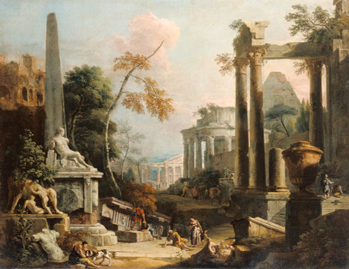 Landscape with Classical Ruins and Figures Poster Print by Marco Ricci - Item # VARPDX459995