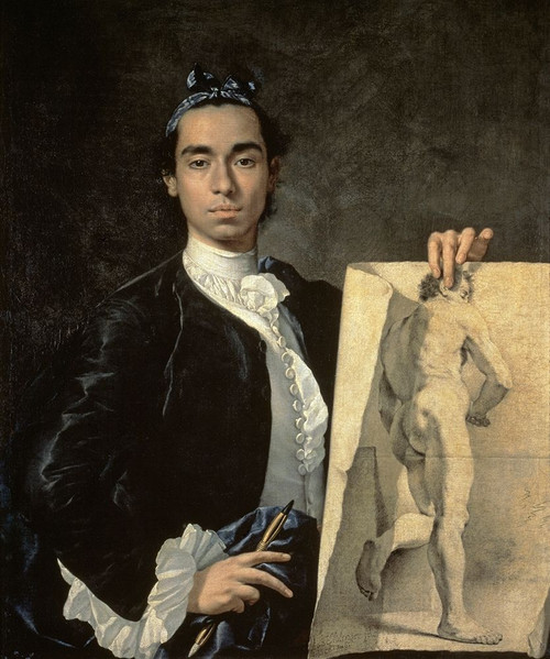 Custom Crop - Portrait of The Artist Holding a Life Study Poster Print by Luis Egidio Melendez - Item # VARPDX461394