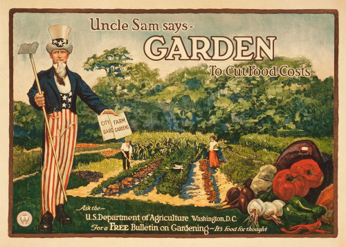 Uncle Sam says - garden to cut food costs, 1917 Poster Print by Unknown 20th Century American Artist - Item # VARPDX467760