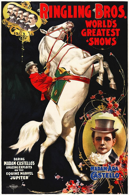 Madam Ada Castello And Jupiter, Poster For Ringling Brothers, Ca -  1899 Poster Print by Hollywood Photo Archive Hollywood Photo Archive - Item # VARPDX484127