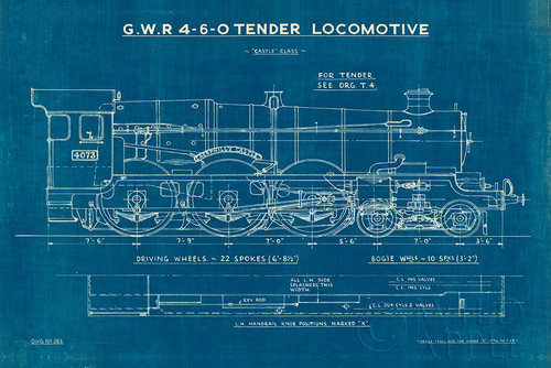 Locomotive Blueprint I Poster Print by Wild Apple Portfolio Wild Apple Portfolio - Item # VARPDX53885