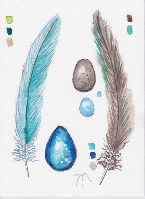 Feather and Egg Study 2 Poster Print by Beverly Dyer