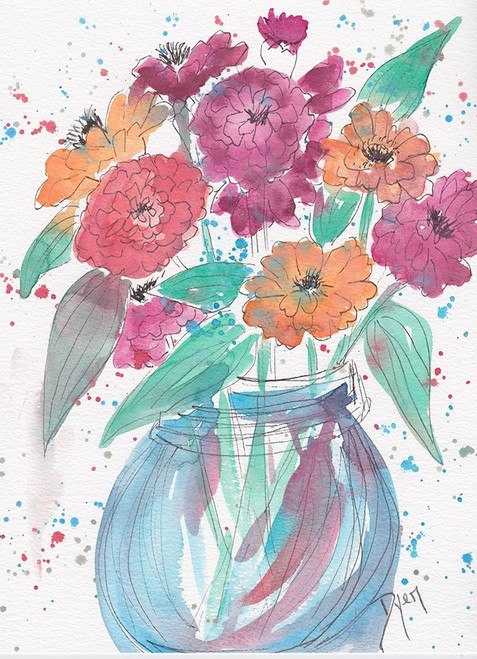 Zinnia Bouquet Poster Print by Beverly Dyer - Item # VARPDXBDRC182